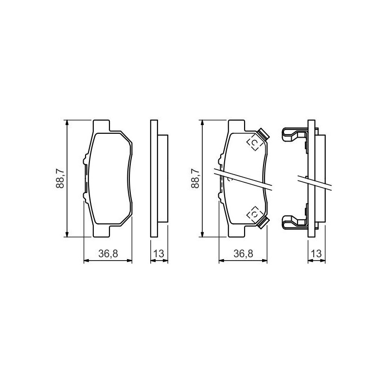 Jeu de quatre plaquettes de frein à disque BOSCH