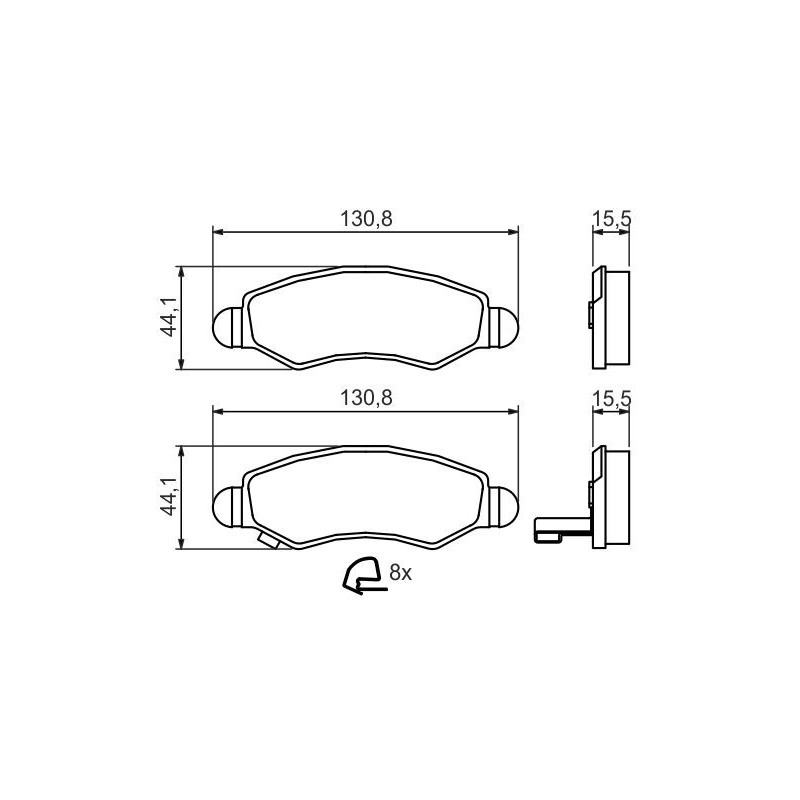 Jeu de quatre plaquettes de frein à disque BOSCH