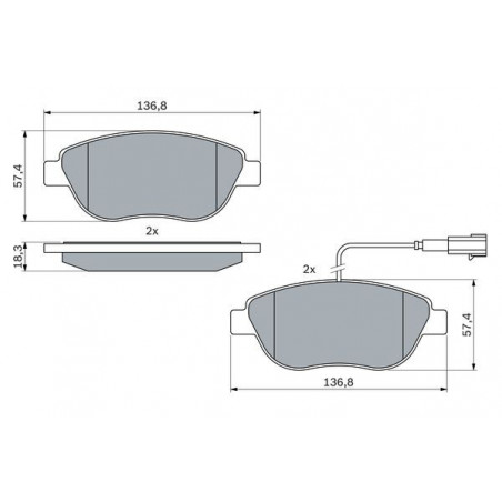 Jeu de quatre plaquettes de frein à disque BOSCH