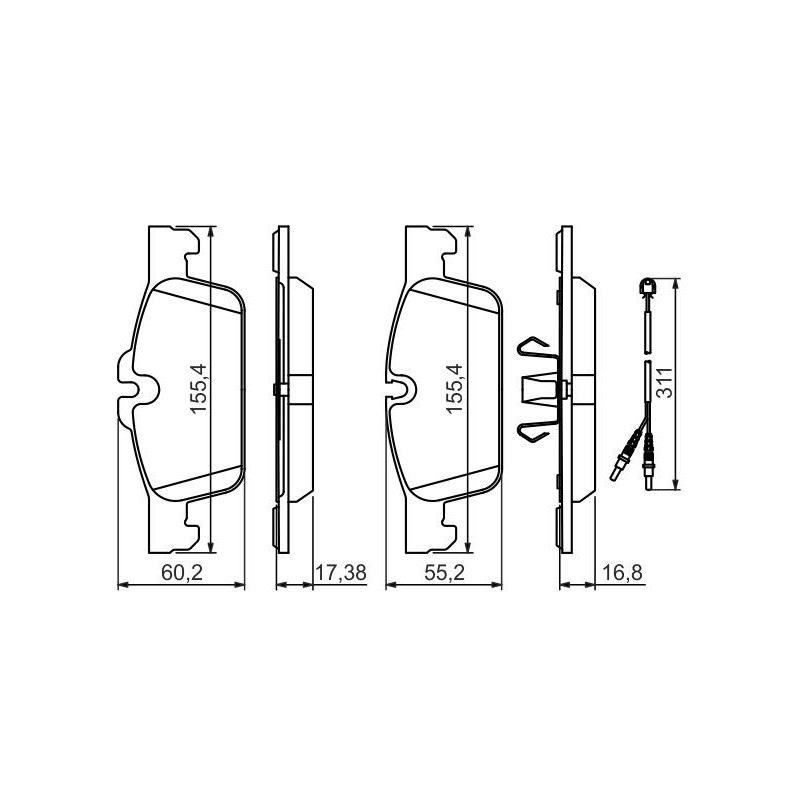 Jeu de quatre plaquettes de frein à disque BOSCH