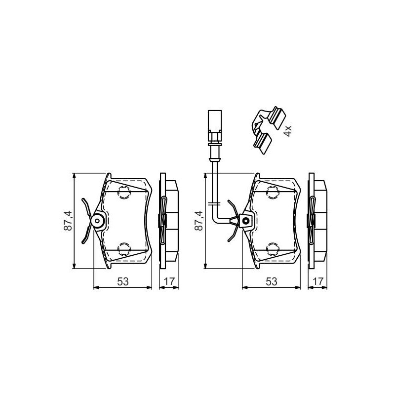 Jeu de quatre plaquettes de frein à disque BOSCH