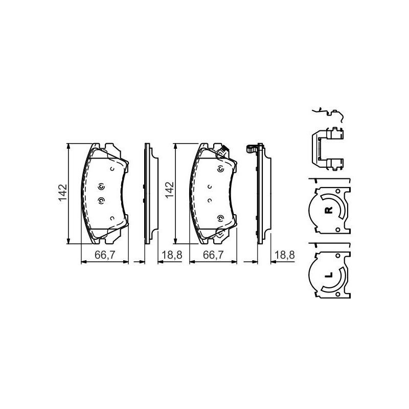 Jeu de quatre plaquettes de frein à disque BOSCH