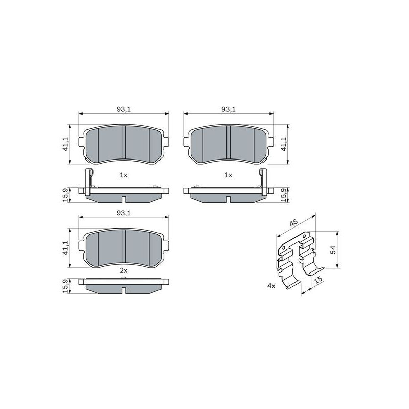 Jeu de quatre plaquettes de frein à disque BOSCH