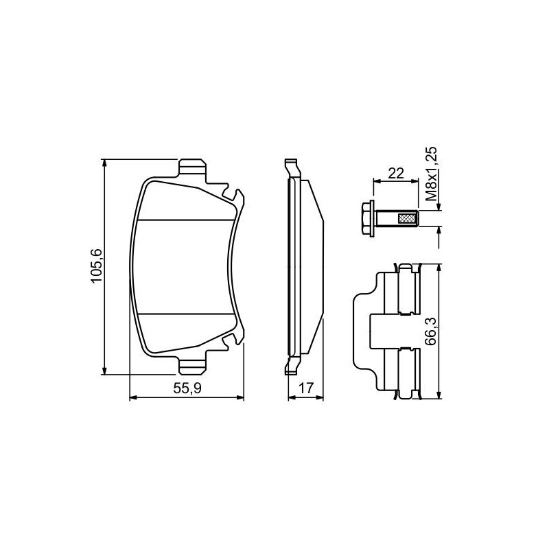 Jeu de quatre plaquettes de frein à disque BOSCH
