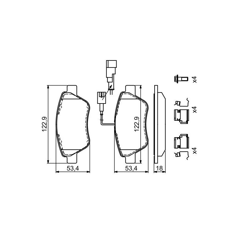 Jeu de quatre plaquettes de frein à disque BOSCH