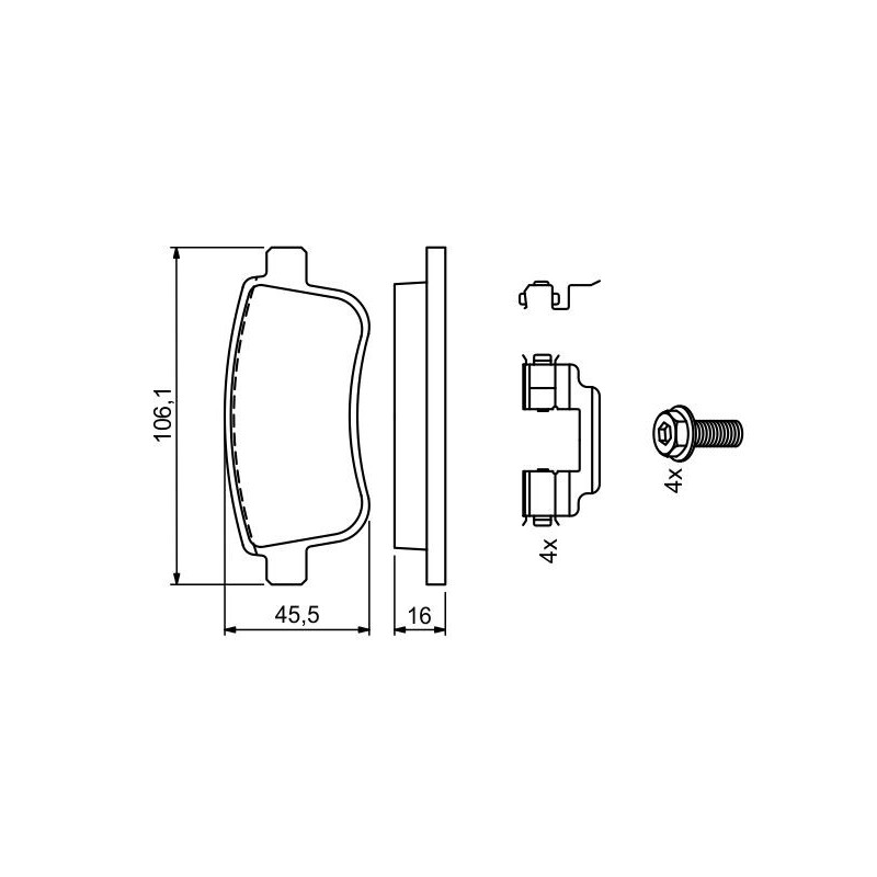 Jeu de quatre plaquettes de frein à disque BOSCH