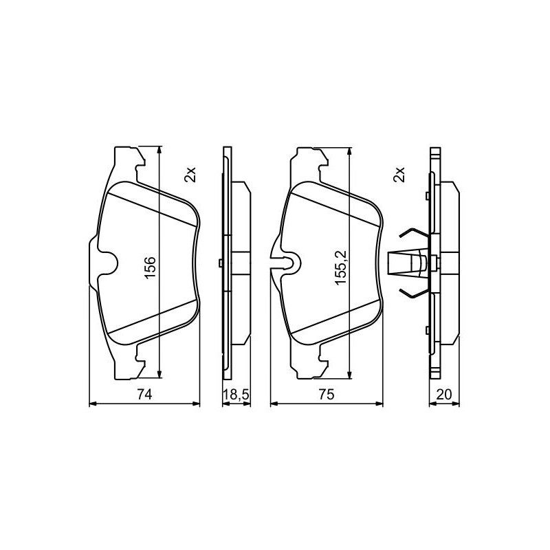 Jeu de quatre plaquettes de frein à disque BOSCH