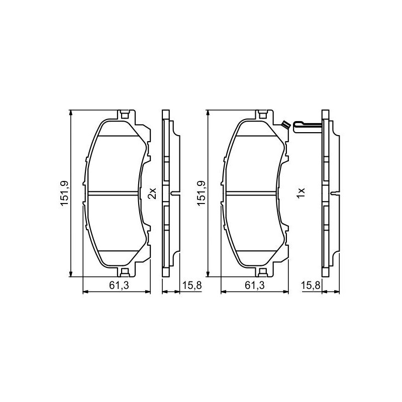Jeu de quatre plaquettes de frein à disque BOSCH