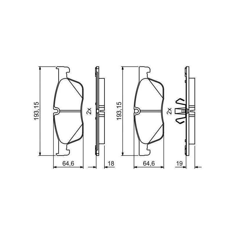 Jeu de quatre plaquettes de frein à disque BOSCH