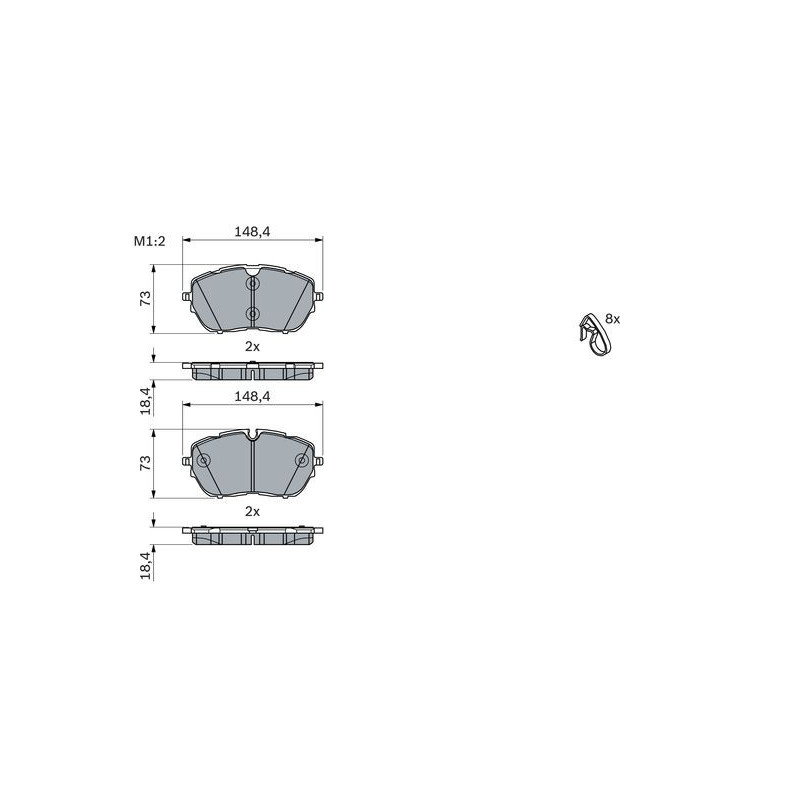 Jeu de quatre plaquettes de frein à disque BOSCH