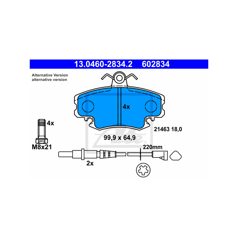 Jeu de quatre plaquettes de frein à disque ATE