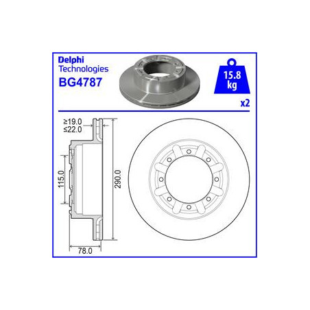 Jeu de 2 disques de frein DELPHI