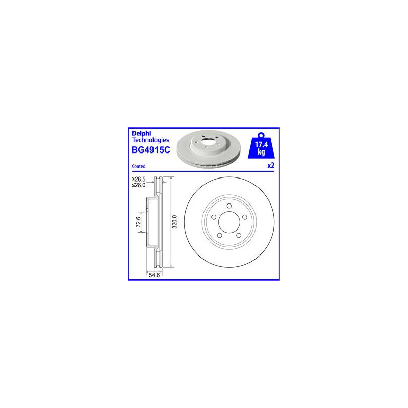 Jeu de 2 disques de frein DELPHI