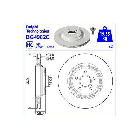 Jeu de 2 disques de frein DELPHI