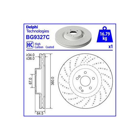 Jeu de 2 disques de frein DELPHI