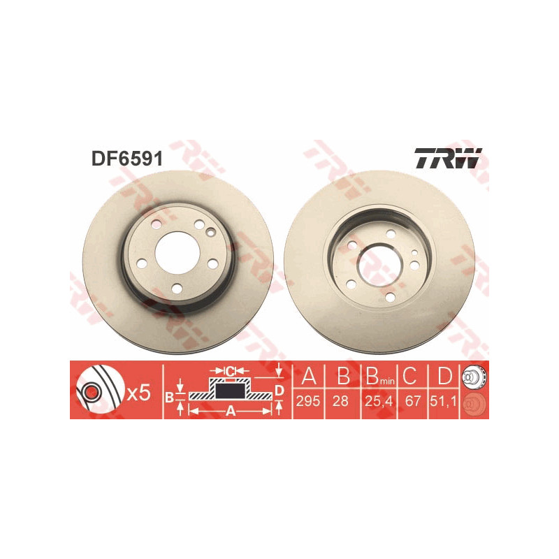 Jeu de 2 disques de frein TRW