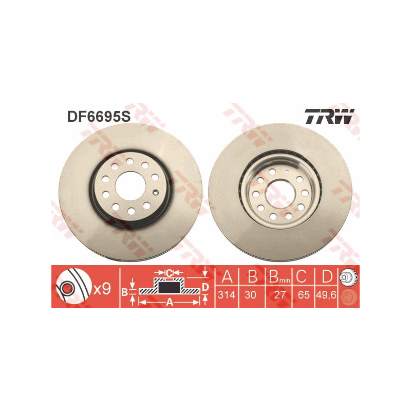 Jeu de 2 disques de frein TRW