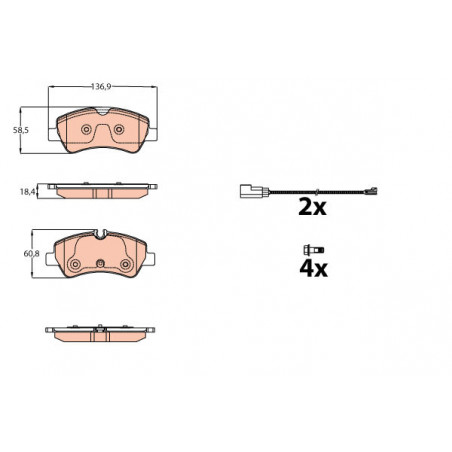 Jeu de quatre plaquettes de frein à disque TRW
